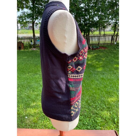 Vintage Alfred Dunner Sleeveless Knit Cardigan Vest Medium With Geometric Patter - Picture 5 of 7